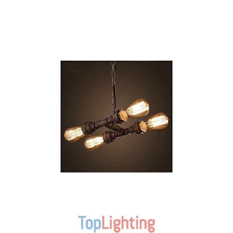 4 Light American Industrial Water Pipe Retro style Wind