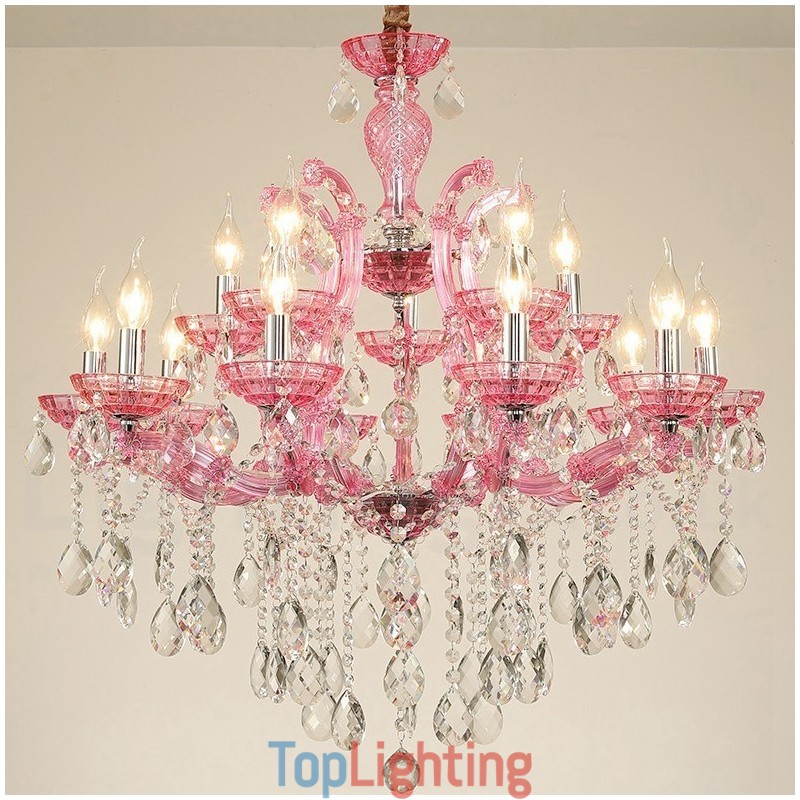 Multi Colours 18 (12+6) Light Luxurious Crystal Candle Chandelier with Clear Crystal