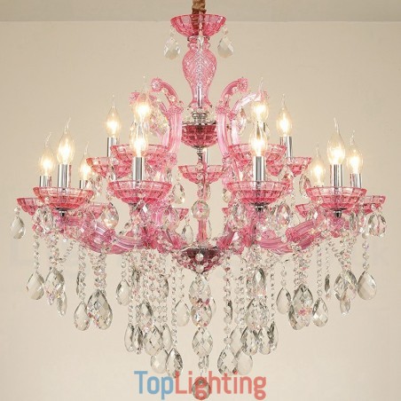 Multi Colours 18 (12+6) Light Luxurious Crystal Candle Chandelier with Clear Crystal Multi Colours 18 (12+6) Light Luxurious Crystal Candle Chandelier with Clear Crystal