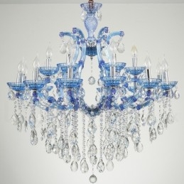 Multi Colours 18 (12+6) Light Luxurious Crystal Candle Chandelier with Clear Crystal