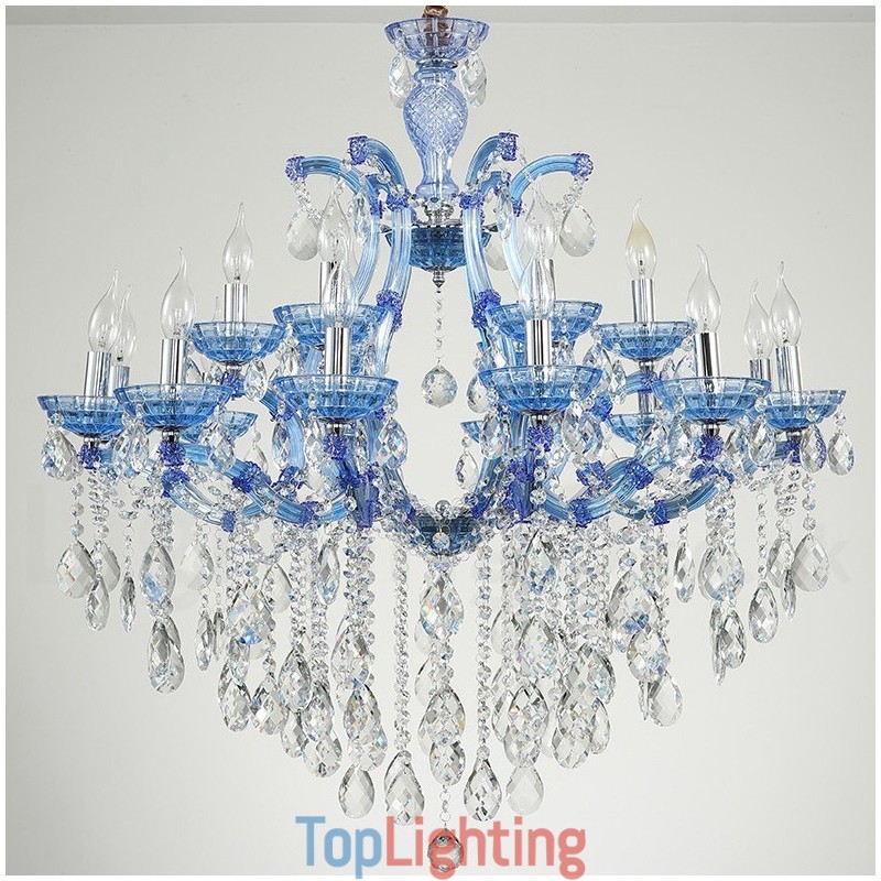 Multi Colours 18 (12+6) Light Luxurious Crystal Candle Chandelier with Clear Crystal