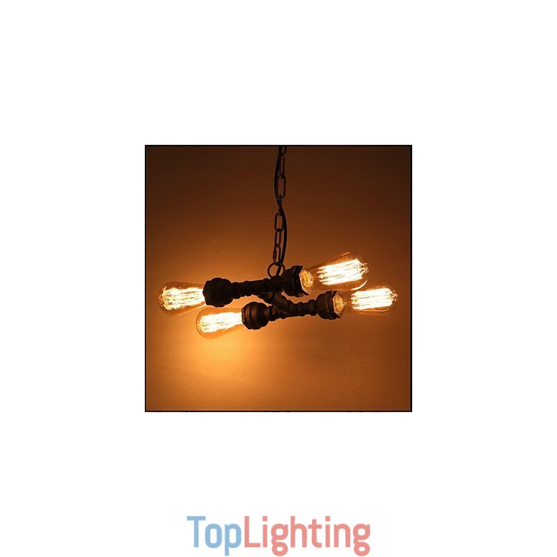 4 Light American Industrial Water Pipe Retro style Wind