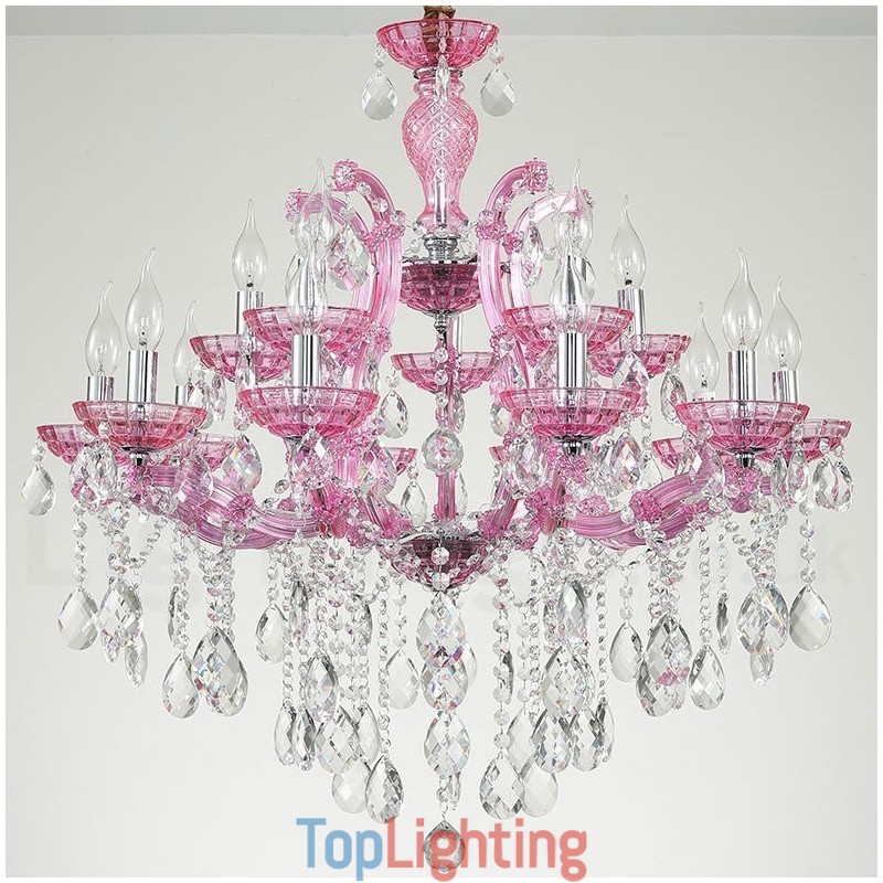 Multi Colours 18 (12+6) Light Luxurious Crystal Candle Chandelier with Clear Crystal