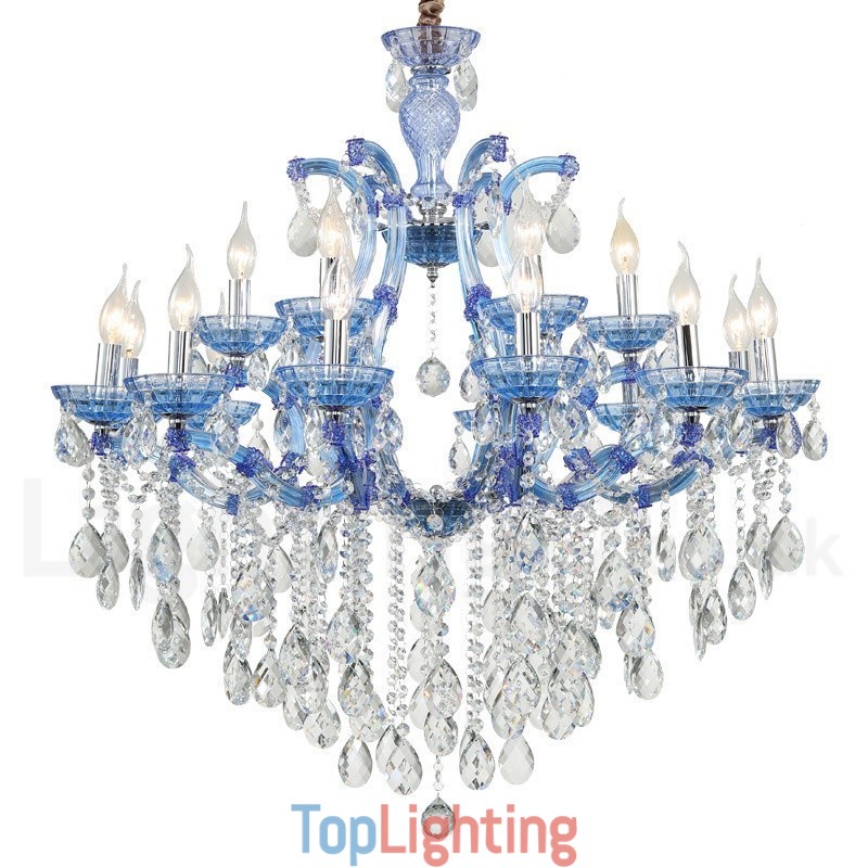 Multi Colours 18 (12+6) Light Luxurious Crystal Candle Chandelier with Clear Crystal