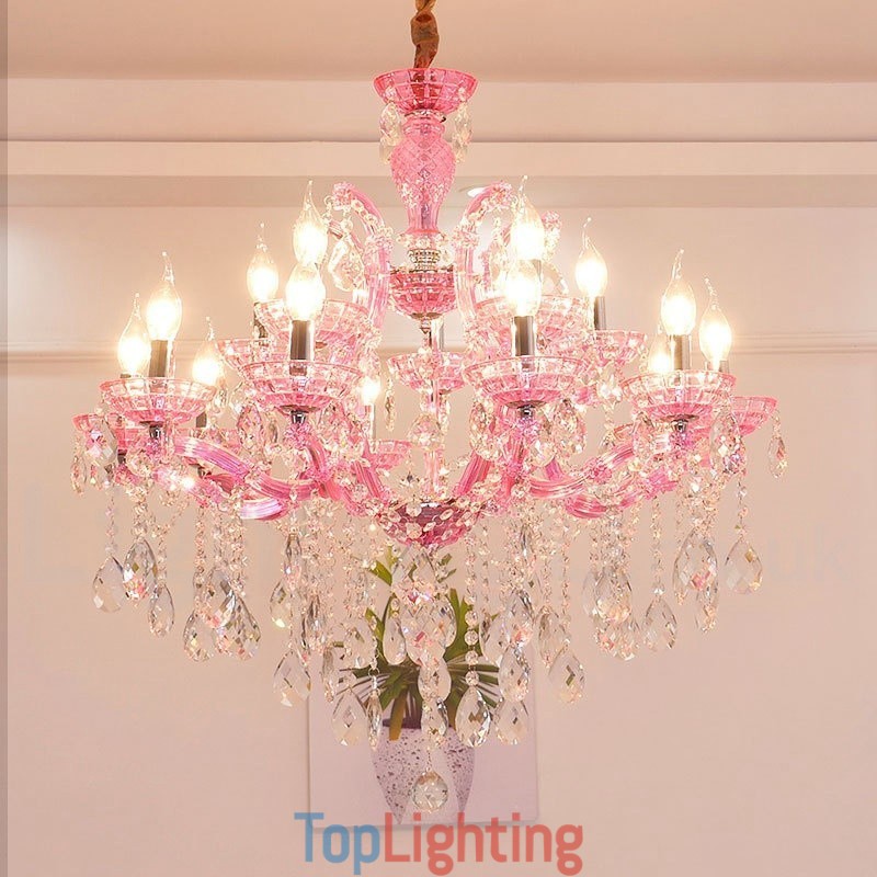 Multi Colours 18 (12+6) Light Luxurious Crystal Candle Chandelier with Clear Crystal