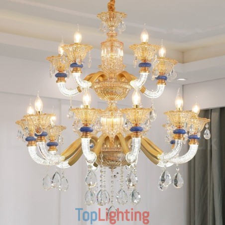 15 (10+5) Light Modern Contemporary Champagne Candle Chandelier with Crystal 15 (10+5) Light Modern Contemporary Champagne Candle Chandelier with Crystal