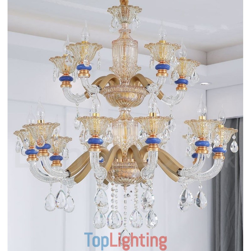 15 (10+5) Light Modern Contemporary Champagne Candle Chandelier with Crystal
