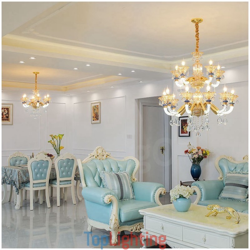 15 (10+5) Light Modern Contemporary Champagne Candle Chandelier with Crystal