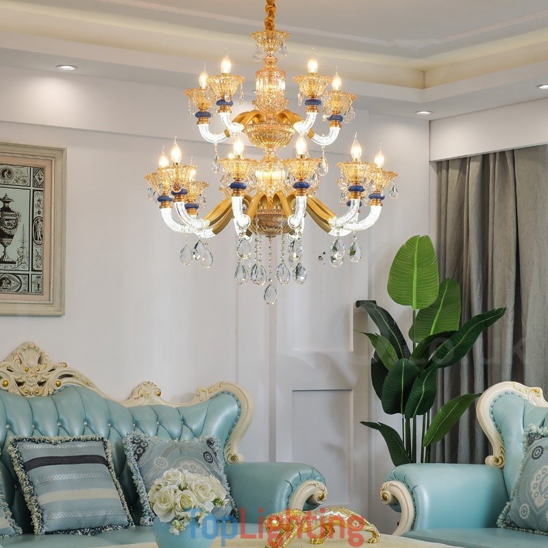 15 (10+5) Light Modern Contemporary Champagne Candle Chandelier with Crystal
