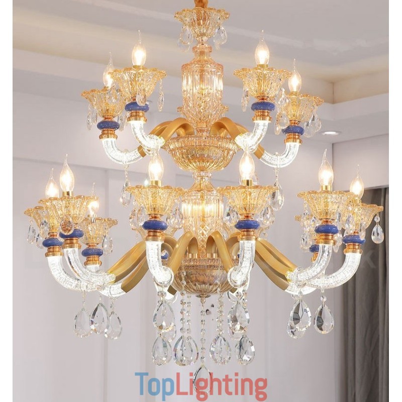 15 (10+5) Light Modern Contemporary Champagne Candle Chandelier with Crystal