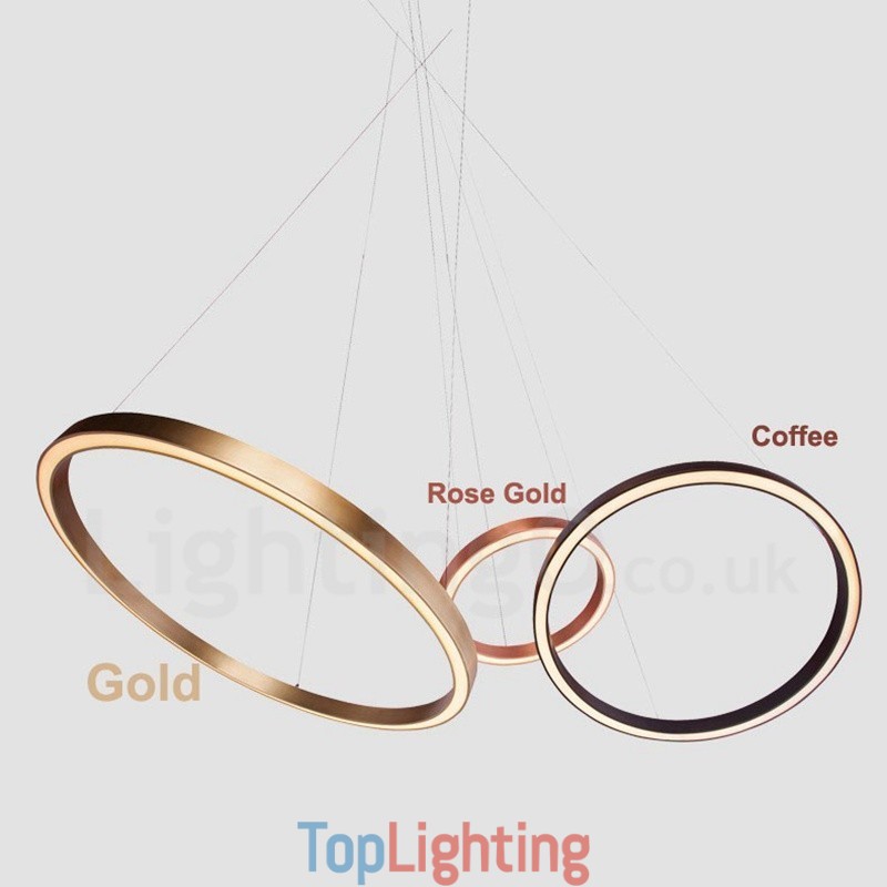 Wi Fi Smart Dimmable Gold Rose Gold Modern Contemporary 3 Rings Light Aluminum Alloy Pendant Light with Acrylic Shade