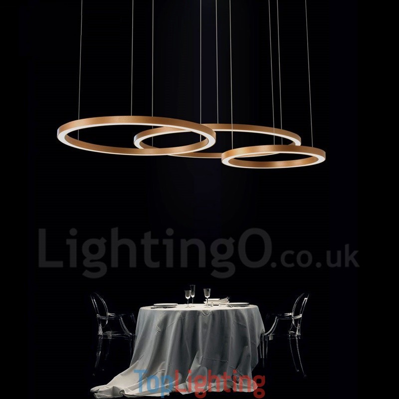 Wi Fi Smart Dimmable Gold Rose Gold Modern Contemporary 3 Rings Light Aluminum Alloy Pendant Light with Acrylic Shade