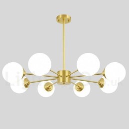 8 Light Pure Brass Northern Europe Bean Chandelier Modern Metal Molecules Pendant Light