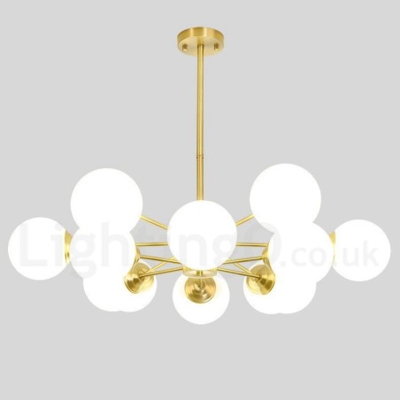 12 Light (6+6 Light) Two Tiers Pure Brass Northern Europe Bean Chandelier Modern Metal Molecules Pendant Light