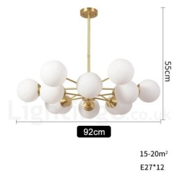 12 Light (6+6 Light) Two Tiers Pure Brass Northern Europe Bean Chandelier Modern Metal Molecules Pendant Light