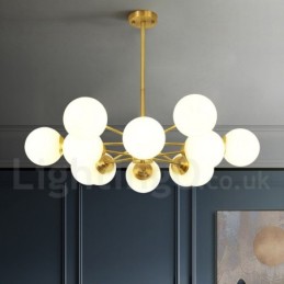 12 Light (6+6 Light) Two Tiers Pure Brass Northern Europe Bean Chandelier Modern Metal Molecules Pendant Light