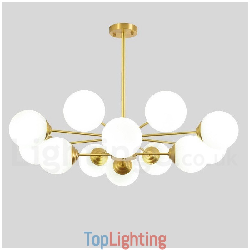 12 Light (8+4 Light) Two Tiers Pure Brass Northern Europe Bean Chandelier Modern Metal Molecules Pendant Light
