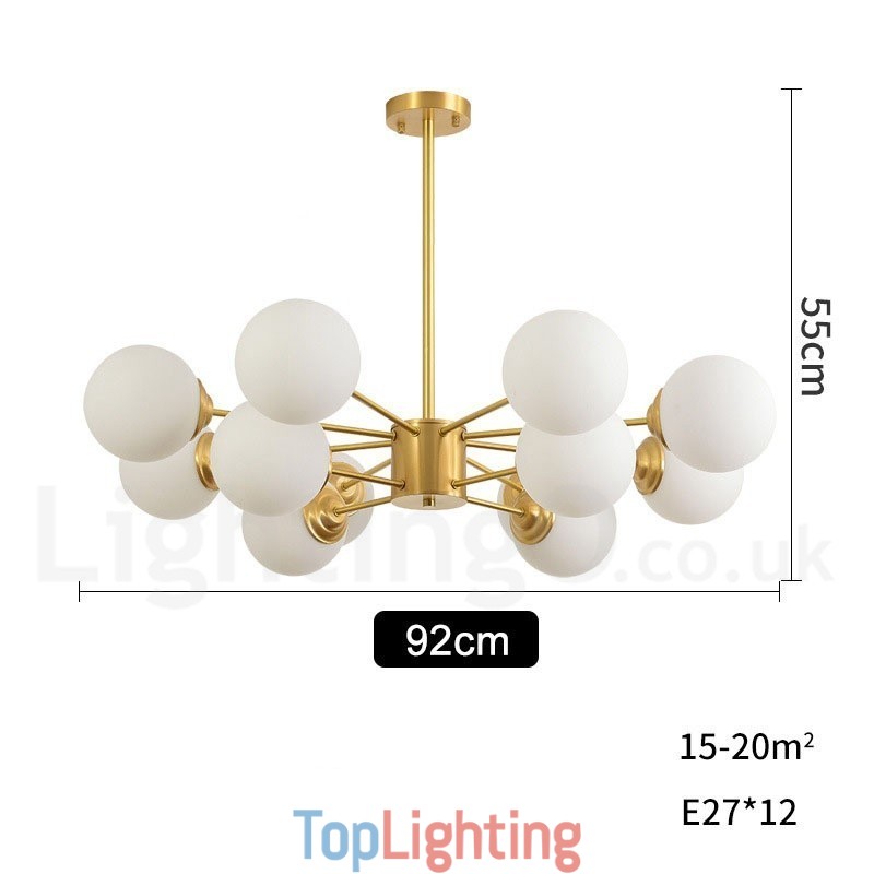 12 Light (8+4 Light) Two Tiers Pure Brass Northern Europe Bean Chandelier Modern Metal Molecules Pendant Light