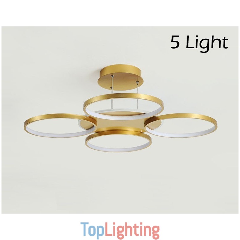 Gold Modern Contemporary Nordic Style Circle Ceiling Chandelier with Remote Control Also Can Be Used As Wall Light