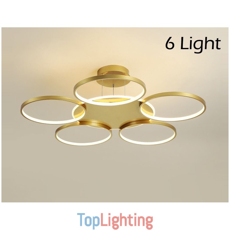 Gold Modern Contemporary Nordic Style Circle Ceiling Chandelier with Remote Control Also Can Be Used As Wall Light