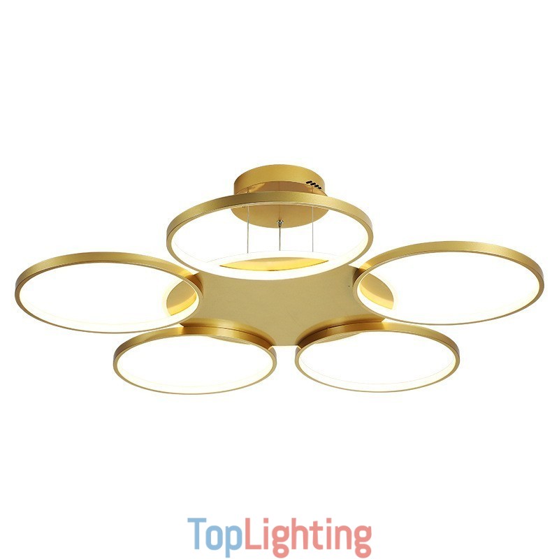 Gold Modern Contemporary Nordic Style Circle Ceiling Chandelier with Remote Control Also Can Be Used As Wall Light