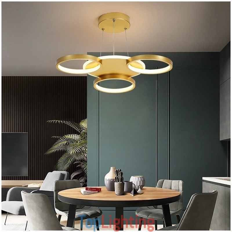 Gold Modern Contemporary Nordic Style Circle Ceiling Chandelier with Remote Control Also Can Be Used As Wall Light