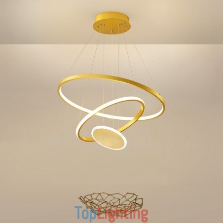 Three Circles Modern Design Three Rings Gold Pendant Light with Remote Control Three Circles Modern Design Three Rings Gold Pendant Light with Remote Control