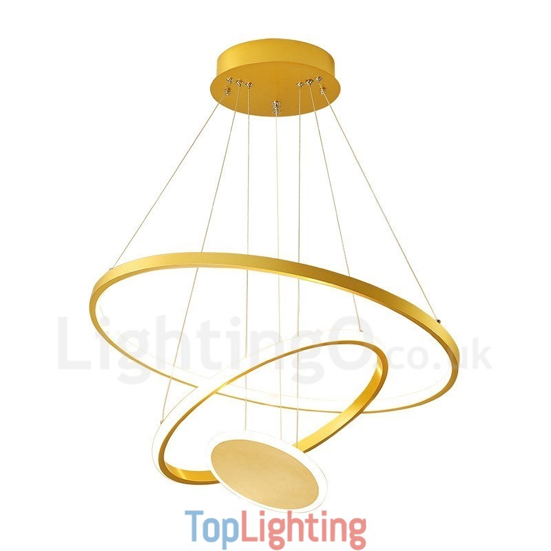 Three Circles Modern Design Three Rings Gold Pendant Light with Remote Control