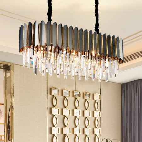 Luxury Postmodern Black and Gold Round K9 Crystal Pendant Chandelier Luxury Postmodern Black and Gold Round K9 Crystal Pendant Chandelier