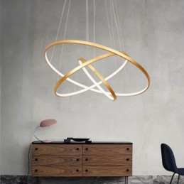 Dimmable Pendant Light with Remote Control Gold Modern Design Three Rings