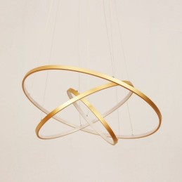 Dimmable Pendant Light with Remote Control Gold Modern Design Three Rings