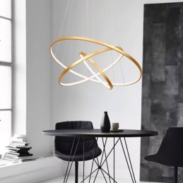 Dimmable Pendant Light with Remote Control Gold Modern Design Three Rings