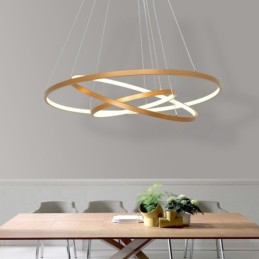 Dimmable Pendant Light with Remote Control Gold Modern Design Three Rings