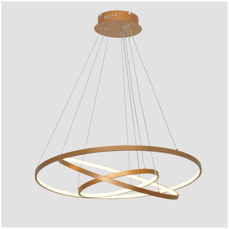 Dimmable Pendant Light with Remote Control Gold Modern Design Three Rings