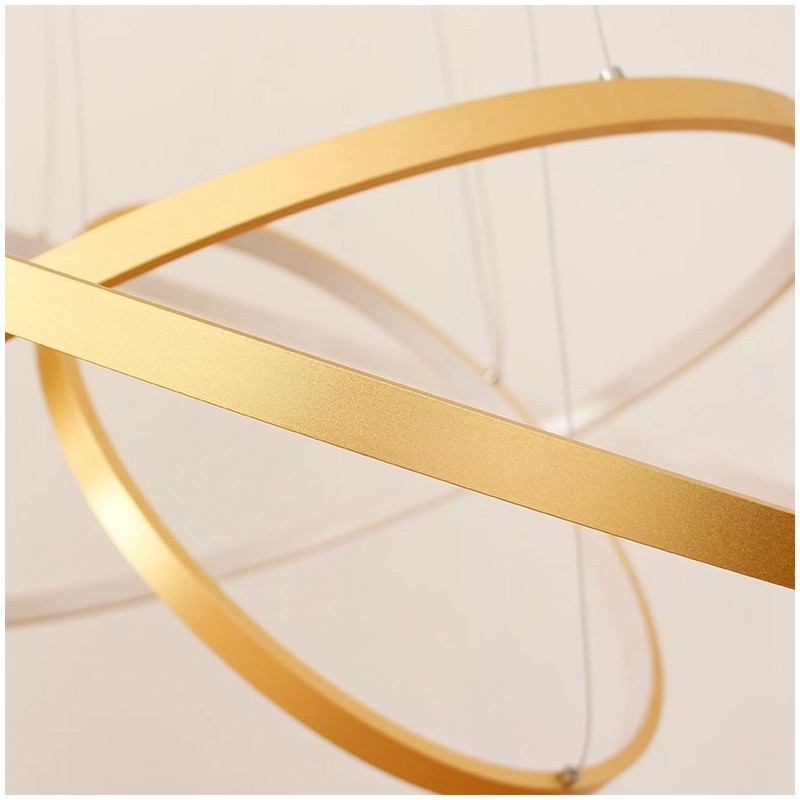Dimmable Pendant Light with Remote Control Gold Modern Design Three Rings