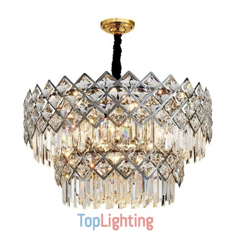 Two Tiers Luxury Postmodern Black and Gold Round K9 Crystal Pendant Chandelier Two Tiers Luxury Postmodern Black and Gold Round K9 Crystal Pendant Chandelier