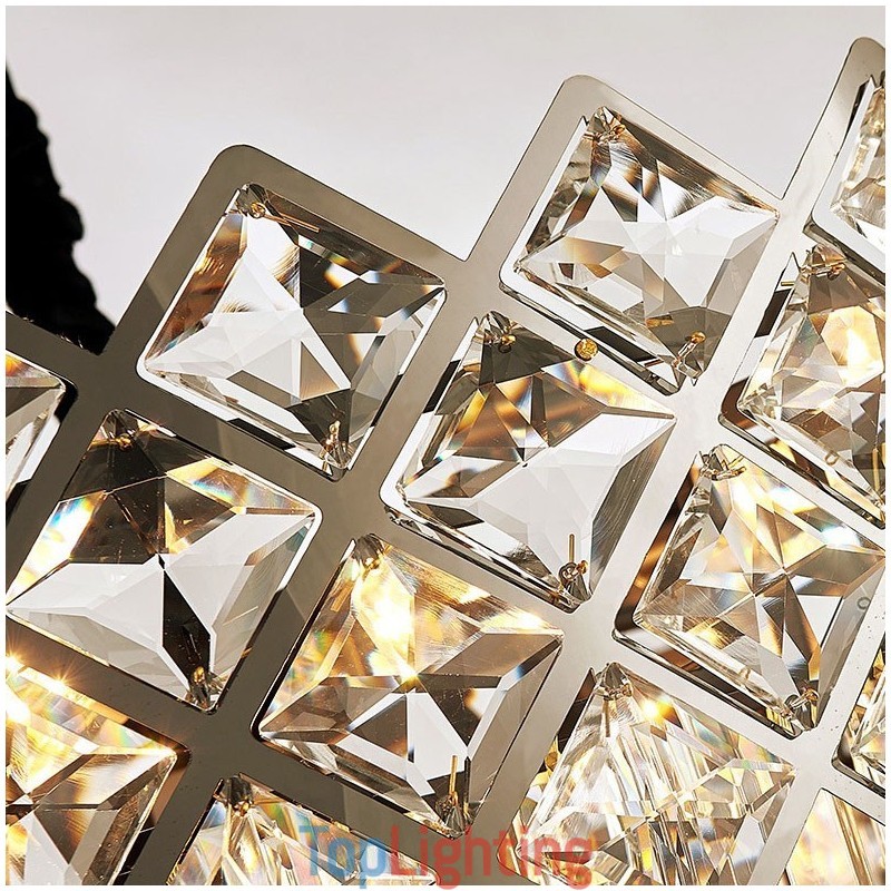 Two Tiers Luxury Postmodern Black and Gold Round K9 Crystal Pendant Chandelier