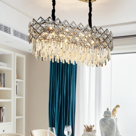 Luxury Postmodern Silver Round K9 Crystal Pendant Chandelier Luxury Postmodern Silver Round K9 Crystal Pendant Chandelier