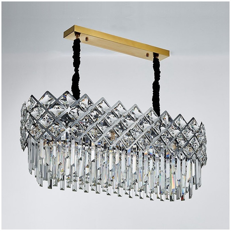 Luxury Postmodern Silver Round K9 Crystal Pendant Chandelier