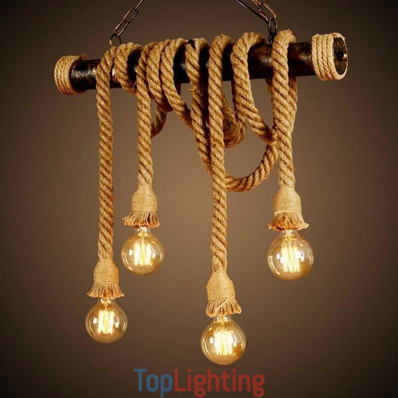 Vintage Traditional Classic Nordic Style Hemp Rope Chandelier