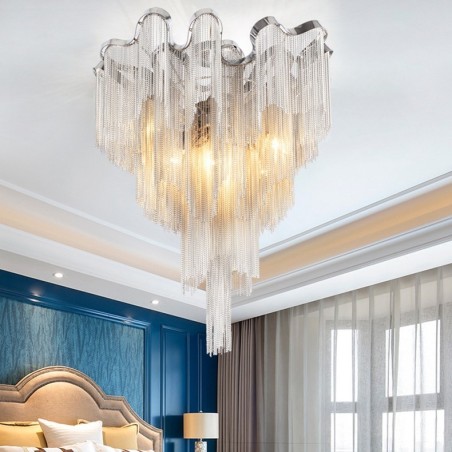 Tassels Chandelier Designer Ceiling Light Silver Gold Colour Tassels Chandelier Designer Ceiling Light Silver Gold Colour