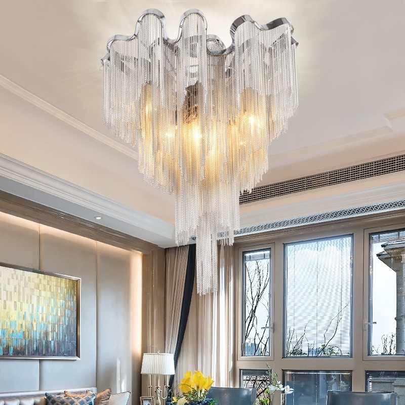 Tassels Chandelier Designer Ceiling Light Silver Gold Colour