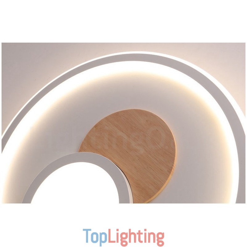 Wood Dimmable Modern Contemporary Nordic Style Flush Mount Round Ceiling Lights with Remote Control Also Can Be Used As Wall Light