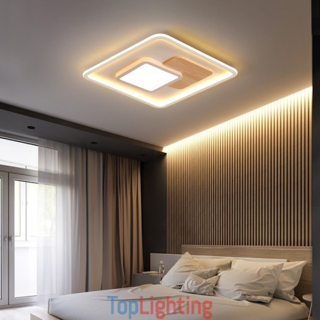 Wood Dimmable Modern Contemporary Nordic Style Square Flush Mount Ceiling Lights with Remote Control Also Can Be Used As Wall Light Wood Dimmable Modern Contemporary Nordic Style Square Flush Mount Ceiling Lights with Remote Control Also Can Be Used As Wall Light