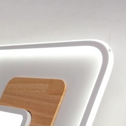 Wood Dimmable Modern Contemporary Nordic Style Square Flush Mount Ceiling Lights with Remote Control Also Can Be Used As Wall Light