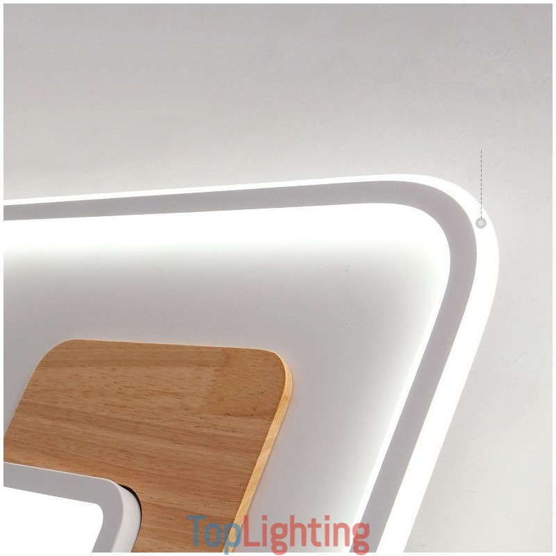 Wood Dimmable Modern Contemporary Nordic Style Square Flush Mount Ceiling Lights with Remote Control Also Can Be Used As Wall Light