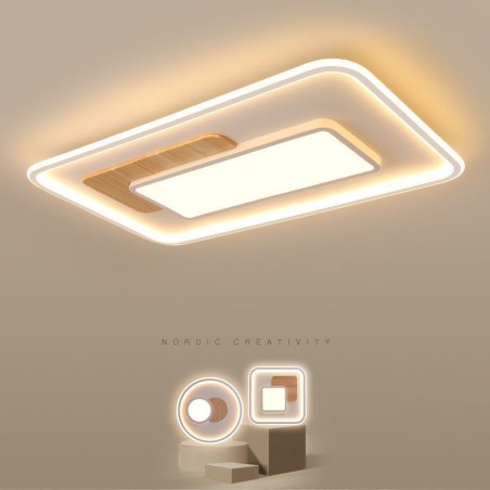 Wood Dimmable Modern Contemporary Nordic Style Rectangle Flush Mount Ceiling Lights with Remote Control Also Can Be Used As Wall Light Wood Dimmable Modern Contemporary Nordic Style Rectangle Flush Mount Ceiling Lights with Remote Control Also Can Be Used As Wall Light