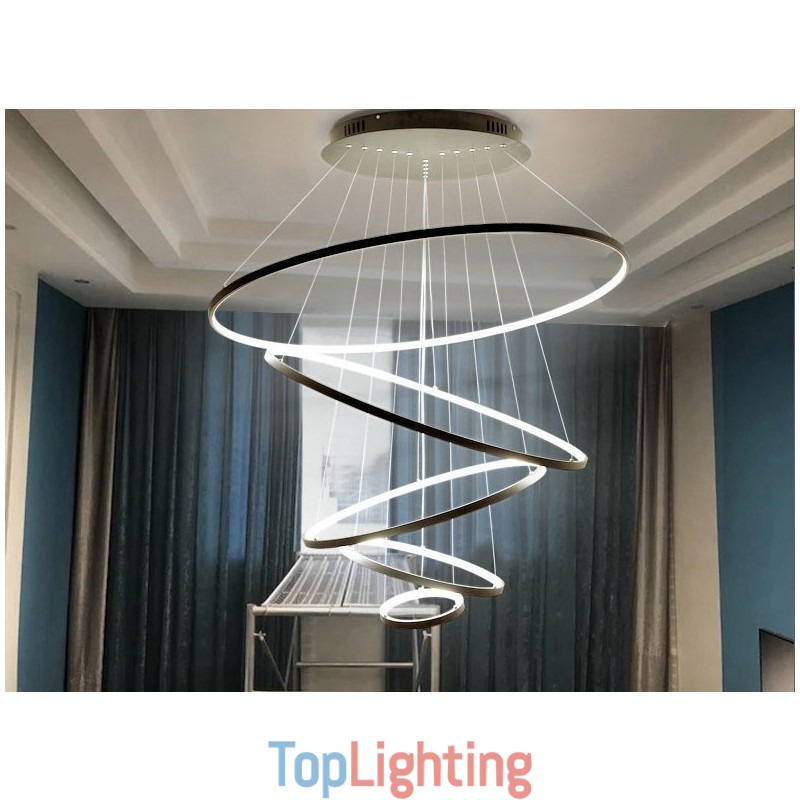 Large 4 Rings 5 Rings Black White Gold Pendant Light Modern Design