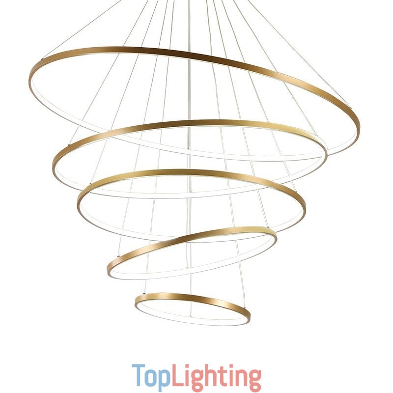 Large 4 Rings 5 Rings Black White Gold Pendant Light Modern Design