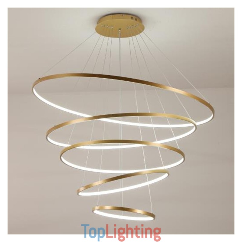 Large 4 Rings 5 Rings Black White Gold Pendant Light Modern Design